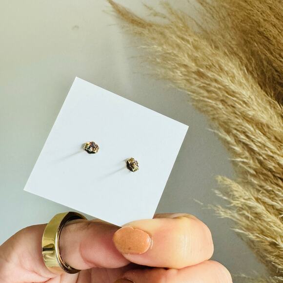 NEW ANTHROPOLOGIE JaxKelly 18kt Hamsa Hand Evil Eye Stud Earring Set Jewelry - Picture 5 of 8